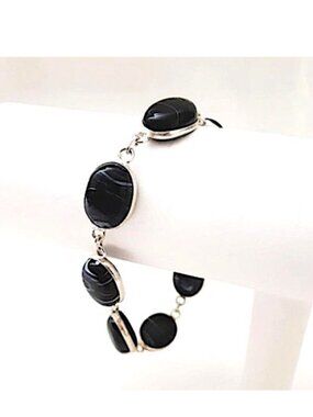 Genuine (br4) Botswana Agate Black/white women Bracelet
